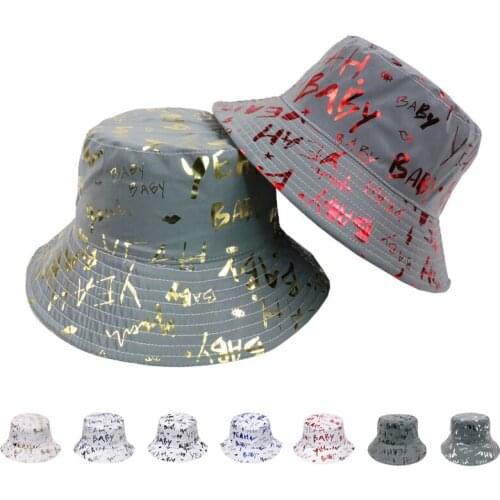 Womens 3D Noctilucent Bucket Hat New Fashion Seasons Outdoor Sunhat Polyester Casual All-macth Graffiti Alphabet Hats for Adult