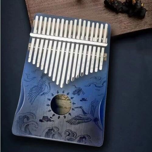 Kalimba 17 Keys Thumb Piano with Mahogany Wood Portable Mbira Finger Piano Gifts for Kids and Piano Beginners Professional Blue