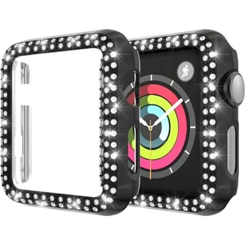 For girl Diamond plastic protective cover For iwatch 6 5 SE case band 40mm 44mm 38 42mm bumper For apple watch series 4 3 2 1