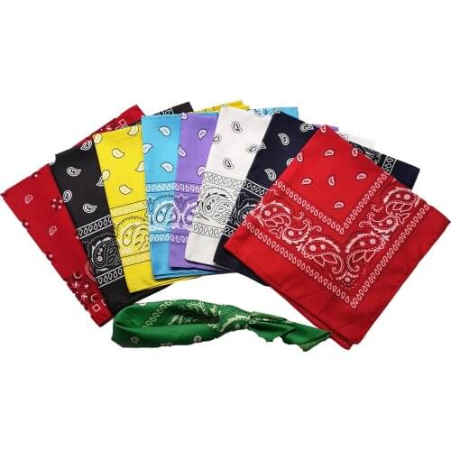 2020 Fashion Hip-hop 100% Cotton Head New Square Silk Scarf Female Fashion Print Small Scarf Red Headband Print, Ladies/men/boys