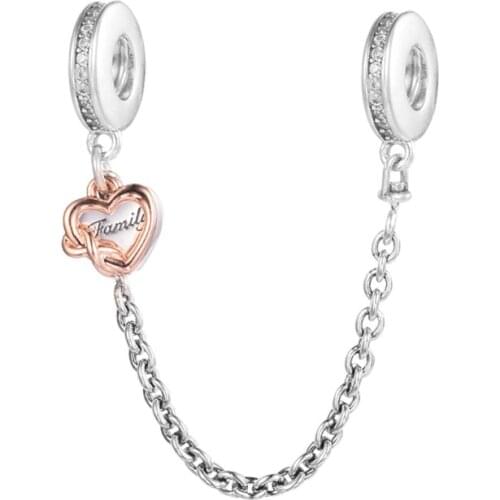 Valentines Day Gift Girlfriend New Year 2021 Safety Chain Clip DIY Silver 925 Crystal Beads Charms for Jewelry Making