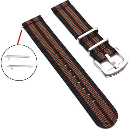 20mm 22mm Black Khaki Striped Bands Nato Strap For Army Sport Watch Nylon Watch Band For James Bond Watch Replacement Watch Band