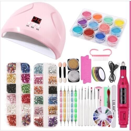 Profession Nail Tool Set LED Nail Lamp Nail Painted Pen Point Drill Pen Manicure Soak Off Electric Drill Machine Nail Art Tools