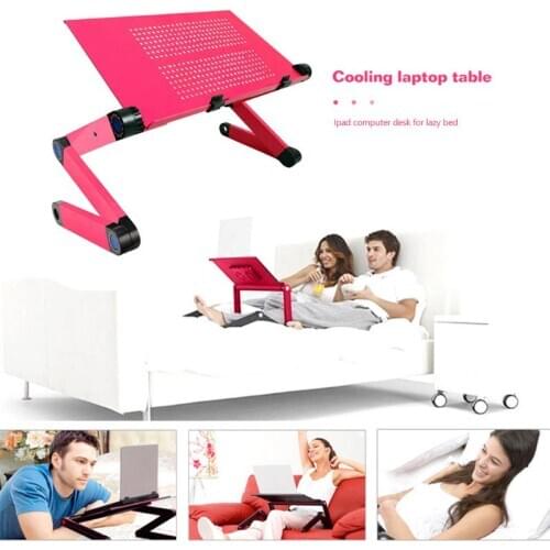 Adjustable Folding Table Portable Aluminum/ABS Cooling Laptop Desk Tray Notebook Stand for Sofa Bed Household Supplies Dropship