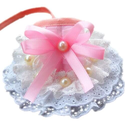 Handmade Cute Pets Dog Cats Collars Bib Pet Lace Pearl And Bow Saliva Towel Bibs Princess Collar Bib Costume Decoration