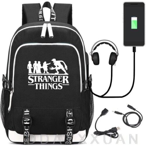 Stranger things Travel Laptop Backpack Large Capacity School Bag For Teenagers USB Charger Port Computer Daily Mochila infantil
