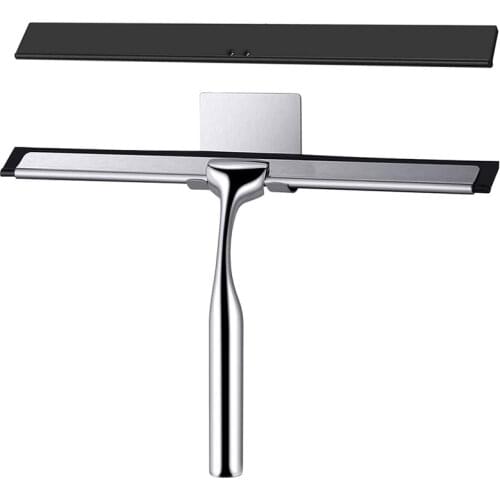 Shower Squeegee,Window Wiper Stainless Steel Window Squeegee Shower Cleaner with Self Adhesive Hook,Replaceable Wiper
