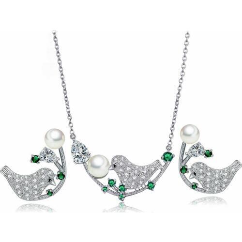 SINZRY Popular New jewelry clear white AAA cubic zirconia bird design choker necklace earring jewelry set christmas gift