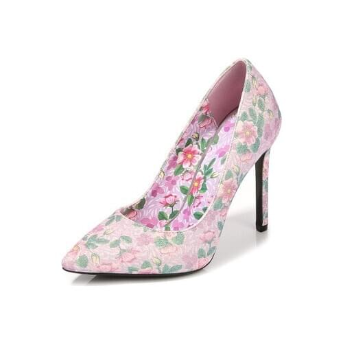 Women Pumps Shoes Fashion Gradient High Heels 11CM Flowers Single Shoes Female Spring Summer Sexy Stilettos Wedding Party Shoes