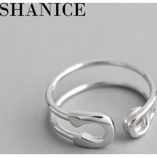 SHANICE S925 Sterling Silver Open Rings For Women Pin Shape Thai Silver Opening Index Finger Ring Party Gifts