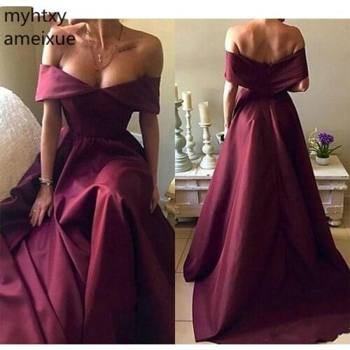 2021 New Sexy Cheap A Line Simple Long Evening Dresses Off Shoulder Pleats Floor Length Formal Party Wear Custom Made Cheap