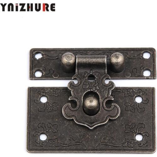 1pcs 55*45mm Antique Vintage Style Brass Decorative Jewelry Gift Wooden Box Hasp Latch Hook