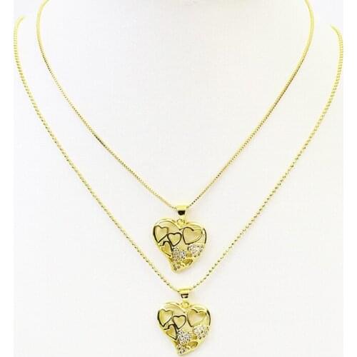 10 Pcs Heart charms Boxes chains necklace accessories Zircon charms pendant for women necklace for women New design 8293