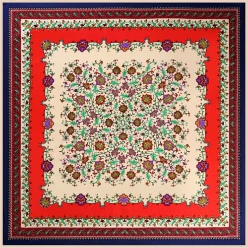 100*100cm TOP Silk superior Flower Floral Scarves Women Foulard Square Hijab Scarf Ladies Shawl wrap muffler pareo female hijab