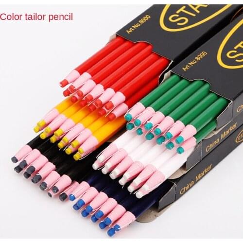 12Pcs/Box Colorful Erasable Fabric Tailors Chalk Marker Patchwork Clothing Pattern DIY Sewing Tool Box Set Needlework Accessorie