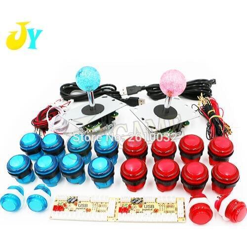 2 Players DIY With 20 LED Buttons 2 Joysticks 2 USB Encoder Kit Cables Arcade Cabinet DIY