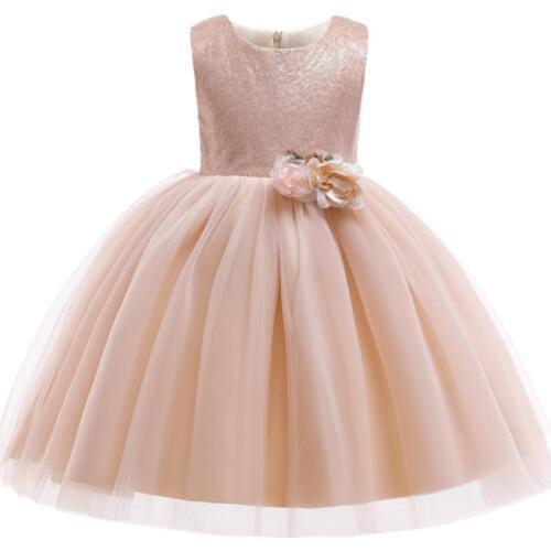 2020 Girls Summer Dress Sequined Mesh Kids Baby Costumes Pageant Clothes Childrens Clothing Vestidos De Fiesta De Noche