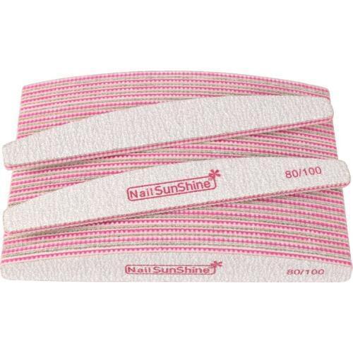 25Pcs Nail File Block 80/100 Grey sandpaper nail Buffer Emery Board Curved Files Boat manicure tools for nails