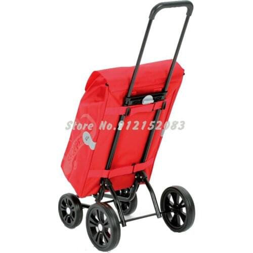 4-wheel Shopping Cart Grocery Shopping Cart Height Adjustment Folding Old Man Trolley