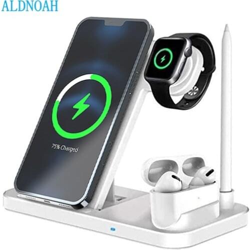 4 in 1 Wireless Charger Station Qi Fast Charging Stand for iPhone 12 11 X XS XR XS Max X 8 For Apple Watch 6 5 4 3 2 Airpods Pro