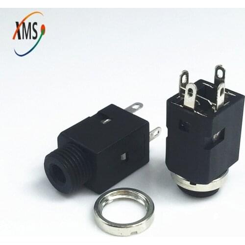 5pcs Screw Vertical Phone Jack 3.5mm 4 pin stereo audio socket for 3 poles earphone plug through hole PJ-341