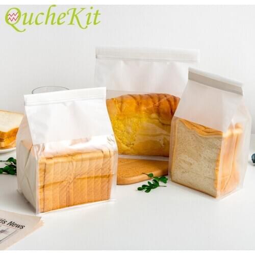 50pcs Thick Baking Toast Self Sealing Toast Package Bag Candy Bags Transparent Window Cotton Paper Curling Wire Sealing Bag