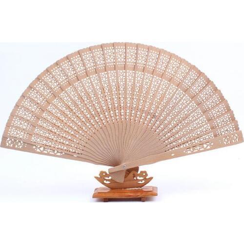 600pcs Aromatic Wood Pocket Chinese Carved Folding Hand Fragrance Wooden Fan Elegent Home Decor Party Wedding Favor Gifts
