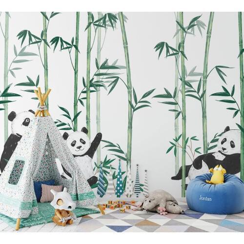 8d Cartoon Panda bamboo wall sticker wallpaper for lliving room TV background 3d study room bedroom mural paper Home Decor