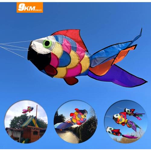 9KM DWLIFE 32 in Rainbow Fishing Windsock Spinner Garden Decoration Line Laundry Flower Tail