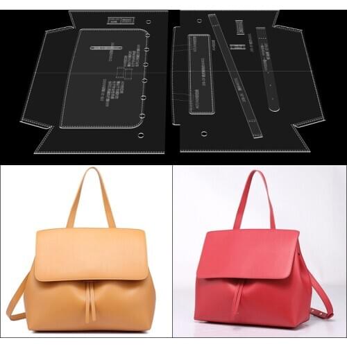 Acrylic Stencil Laser Cut Template DIY Leather Handmade Craft Shoulder Bag Sewing Pattern 29*24*9cm