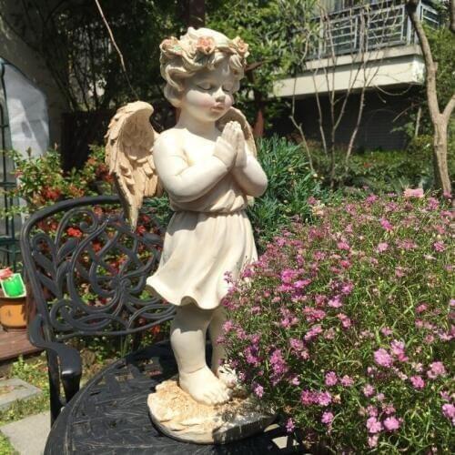 American Country Retro Courtyard Outdoor Rose Garland Lips Angel Garden Park Decoration Ornament Sculpture Home Resin Boy Craft