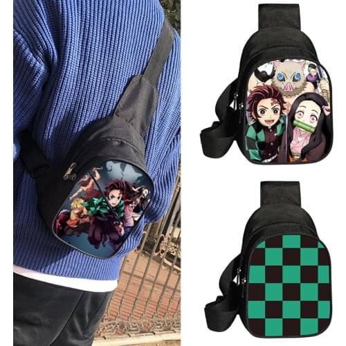 Anime Demon Slayer Messenger Bag 3D Printing Kimetsu No Yaiba Boy Sports Shoulder Chest Bag Messenger Bag Girl Travel Satchel