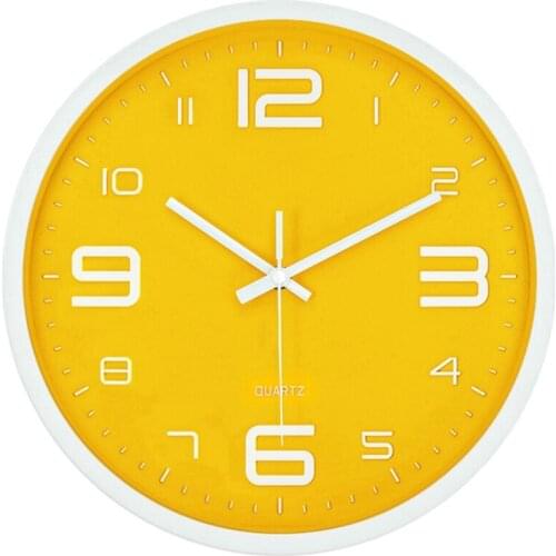Large Digital Wall Clock Silent Nordic Creative Yellow Modern Home Simple Wall Clock