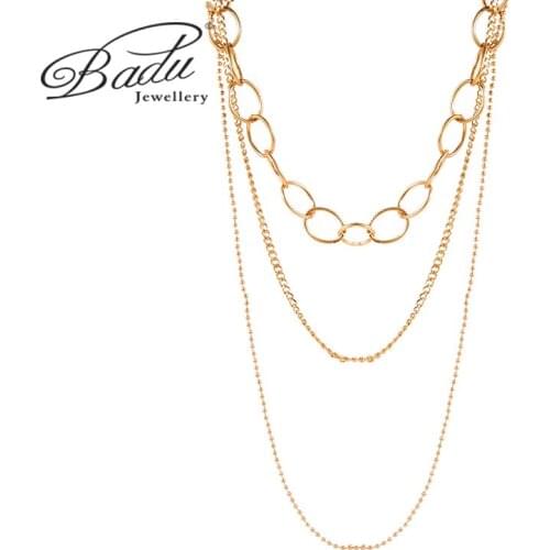 Badu Metal Pendant Necklace O Shaped Letter Chain Sweater Chain Golden Beach Girlfriend Gift Exaggerated Souvenir Jewelry