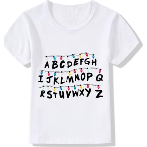 Children Fashion Stranger Things Wills Message Design T-Shirt Kids Baby Red Logo Clothes Boys Girls Summer Tops Tees