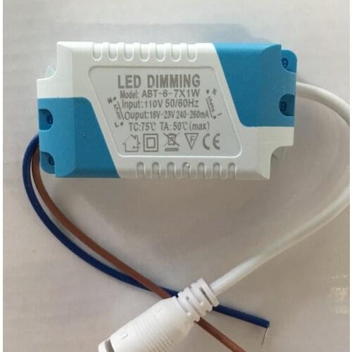 Dimmer Driver 6-7x1W DC 18-23V 240-260mA 6W-7W Constant Current AC 110 / 220V For Dimmable LED Lamp/panel light