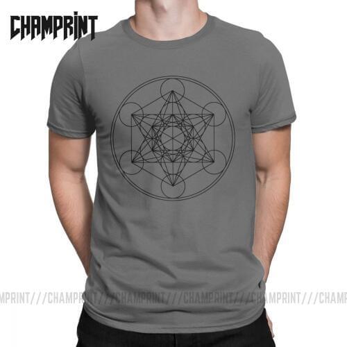 Metatrons Cube Flower Of Life T Shirt Mens Cotton Crazy T-Shirt Sacred Geometry Magic Mandala Tee Short Sleeve Tops Gift Idea