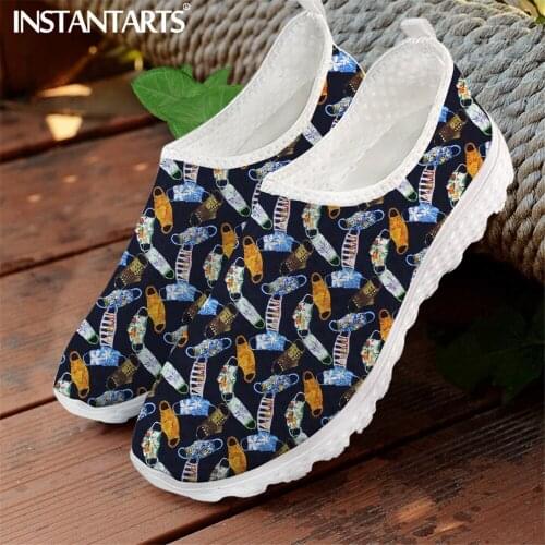 INSTANTARTS New Fashion Hawaiian Style Mask Cartoon Pattern Ladies Flat Shoes Light Soft Slip-on Mesh Sneaker Casual Loafers Hot