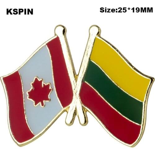 Canada & Lithuania Friendship Flag Badge Flag Brooch National Flag Lapel Pin International Travel Pins