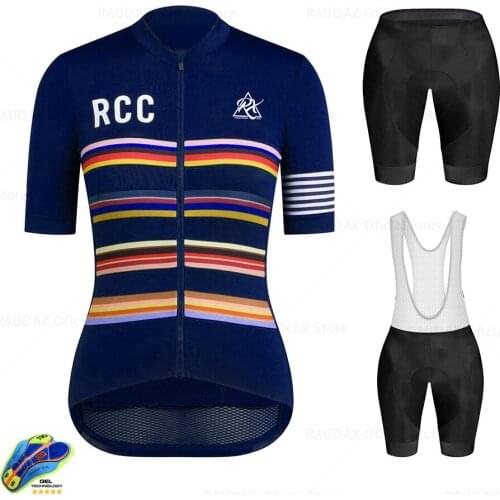 Fashion Lady Cycling Clothing Summer Short Sleeve Jersey Set Women MTB Cycling Kit Color Stripes Breathable Road Bike Clothes