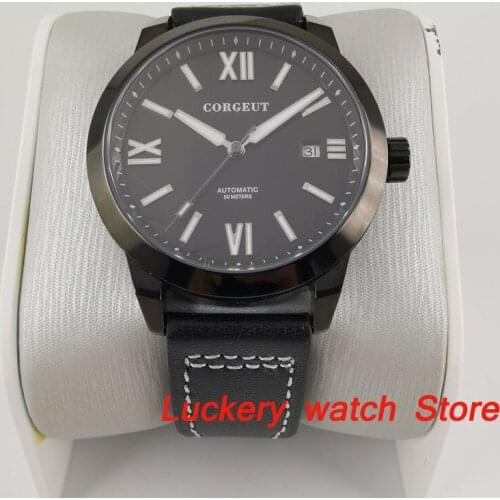 Corgeut 41mm mens Automatic watch black dial White mark with luminous display sapphire glass miyota Movement - CA52