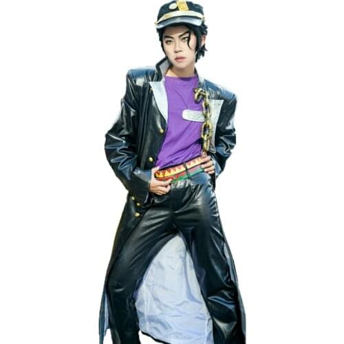 Kujo Jotaro Cosplay Leather Cosplay Anime JoJos Bizarre Adventure Costume Halloween Party Men Clothing