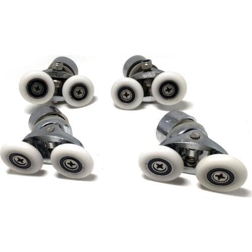 Set of 4 Twin Top Bottom Zinc Alloy Shower Door Rollers/Runners 25mm WheelsCY-303AB-2