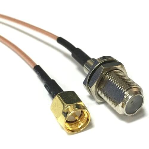New SMA male plug to F type female jack pigtail cable RG178 15cm 6"