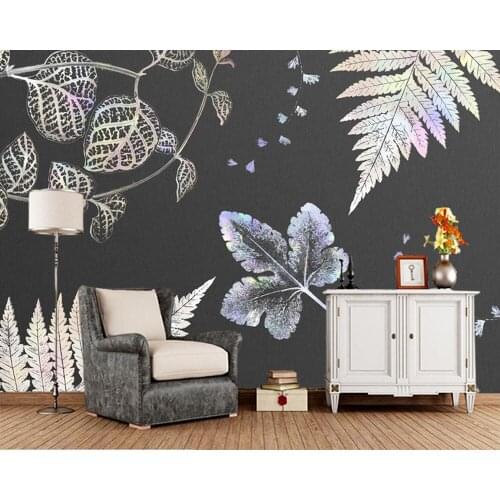 Papel de parede Abstract plant pattern black background 3d wallpaper,living room tv bedroom wall papers home decor bar mural