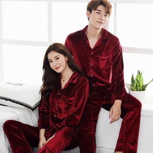 Velvet Couples Pajamas Set Long Sleeve Warm Thick Pajama Women Oversized Mens Sleepwear Nightgown Autumn Spring Home Clothing