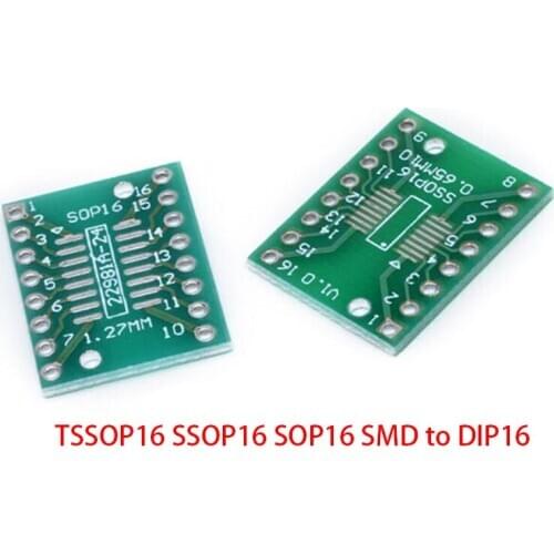 10PCS TSSOP16 SSOP16 SOP16 SMD to DIP16 IC Adapter Converter Socket Board Module Adapters Plate 0.65mm 1.27mm Integrate