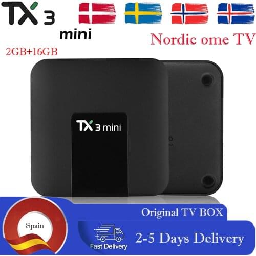 Best Nordic one Smart IP TV Box TX3 mini Android 8.1 Amlogic S905W 2G/16G 4K H.265 2.4G/5G Dual wifi Nordic Set top box