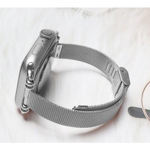 Women bands for apple watch strap 40mm 44mm 38mm 42mm band mesh loop for iwatch se apple watch 6 5 4 3 bands stainless steel