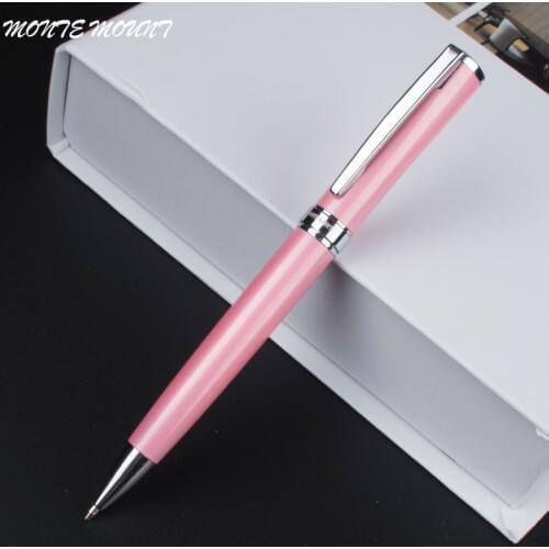Luxury Pink Smooth Writing Business pen gift 0.7mm black Ink Refill school Office Stationery metal Ballpoint Pen
